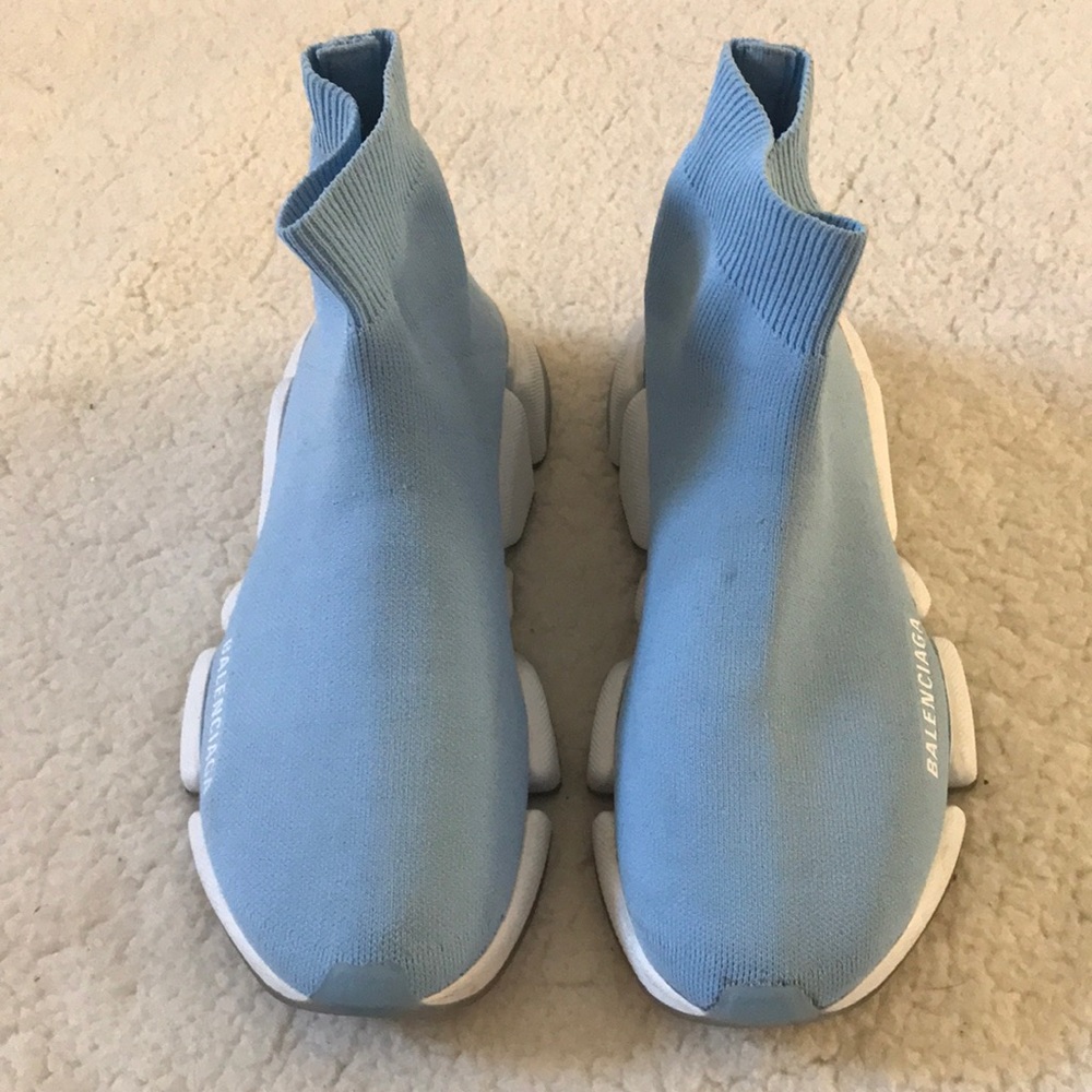 Balenciaga | Light Blue and White Speed Knit Sock Trainer Sneakers Size 8 - Picture 5 of 14
